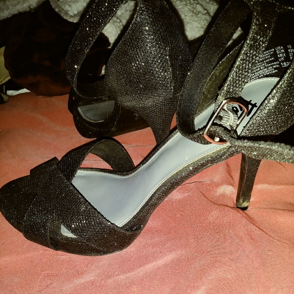Black sparkly heels